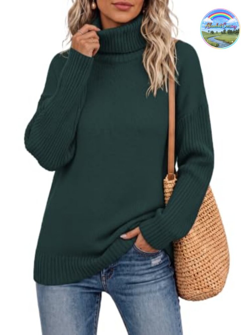 Turtleneck Chunky Oversized Tunic Sweater Acrylic Pullover